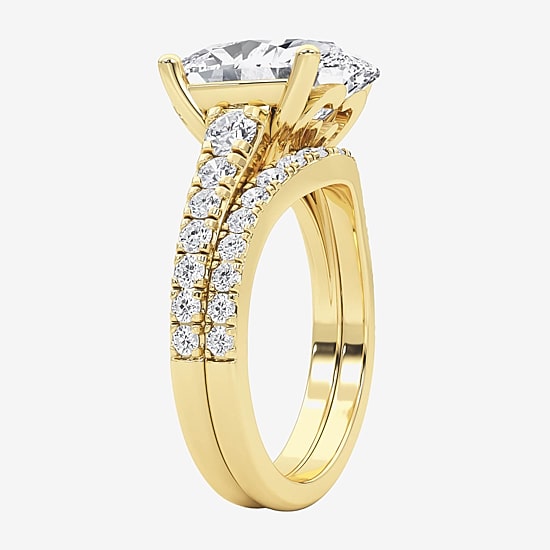 Grown Gorgeous (F / Vs2) Womens 5 3/8 Ct. T.W. Lab Grown White Diamond 14K Gold Oval Side Stone Bridal Set
