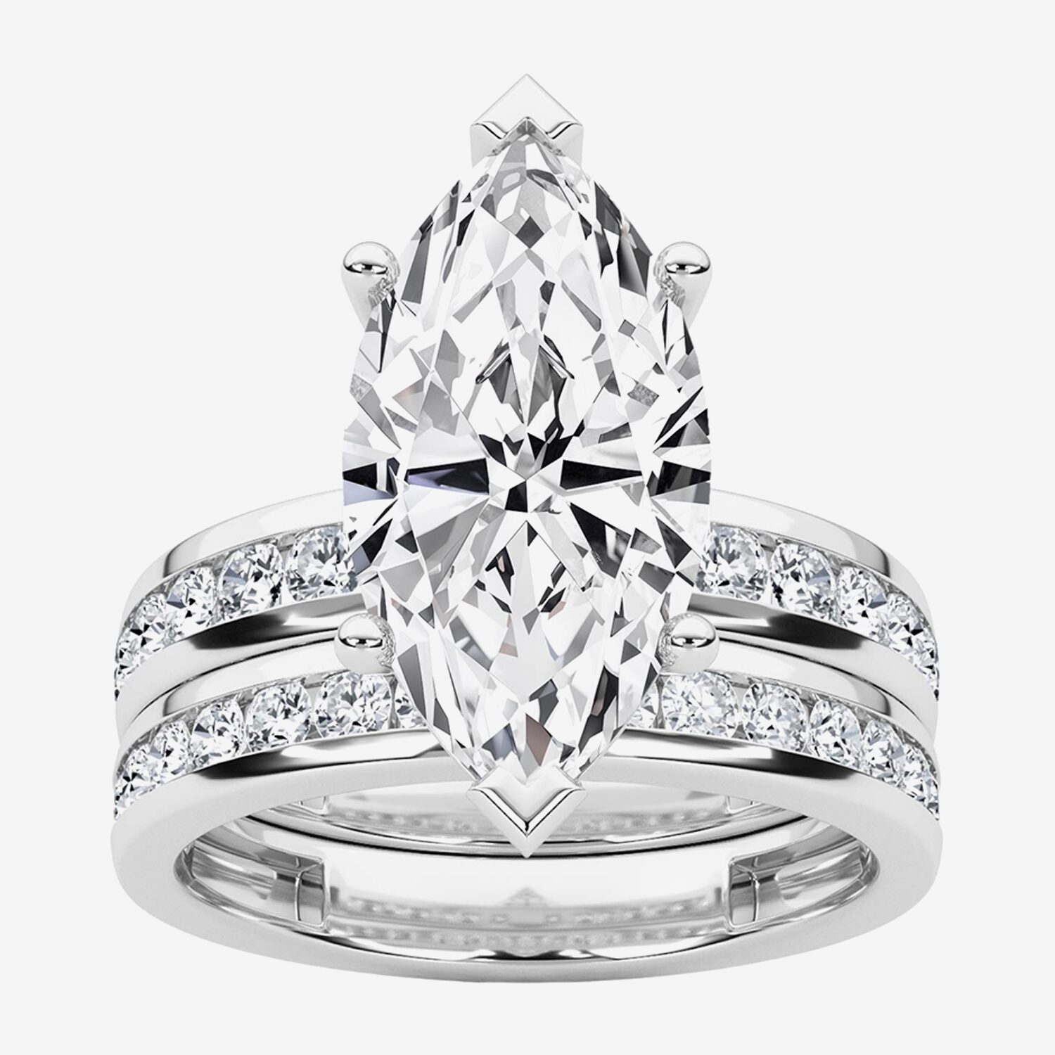 Grown Gorgeous (F / Vs2) Womens 1/ Ct. T.W. Lab White Diamond 14K Gold Marquise Side Stone Bridal Set