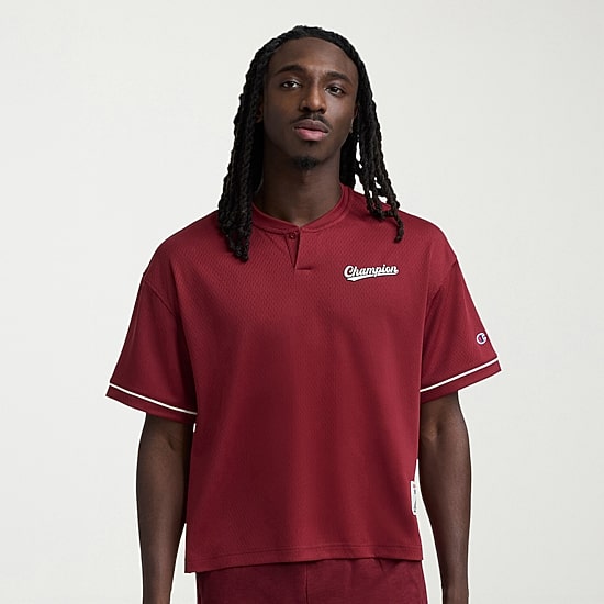 Champion Mens Short Sleeve Regular Fit Henley Shirt