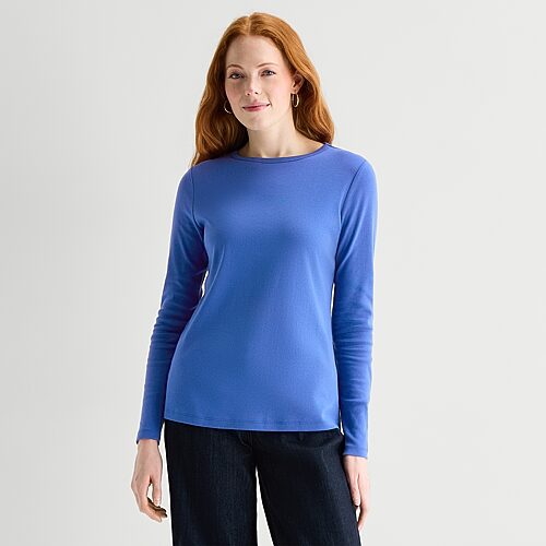 St. John's Bay Womens Tall Crew Neck Long Sleeve T-shirt In Blue