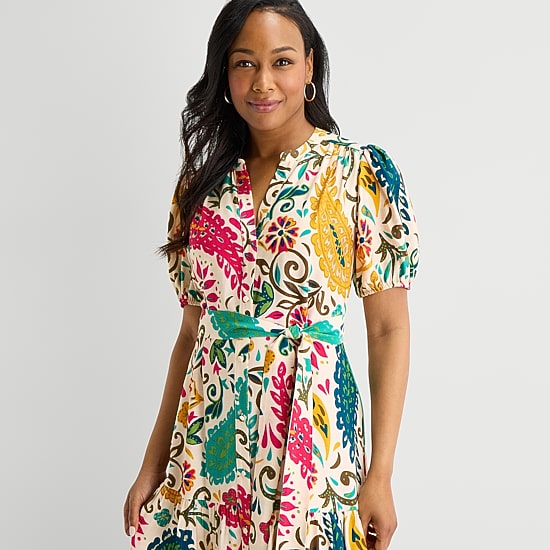MSK Womens V Neck Short Sleeve Puffed Maxi Dress