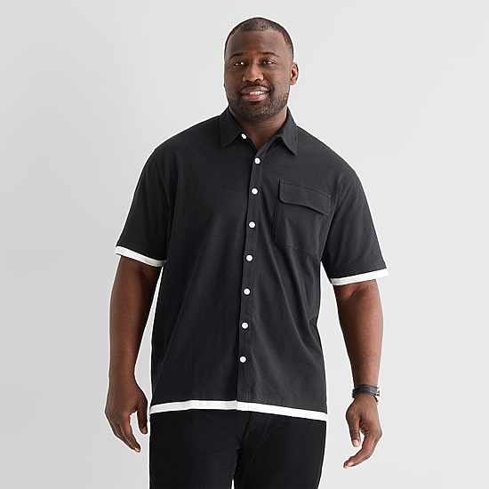 Shaquille O'Neal XLG™ Mens Short Sleeve Regular Fit Big and Tall Button-Down Shirt