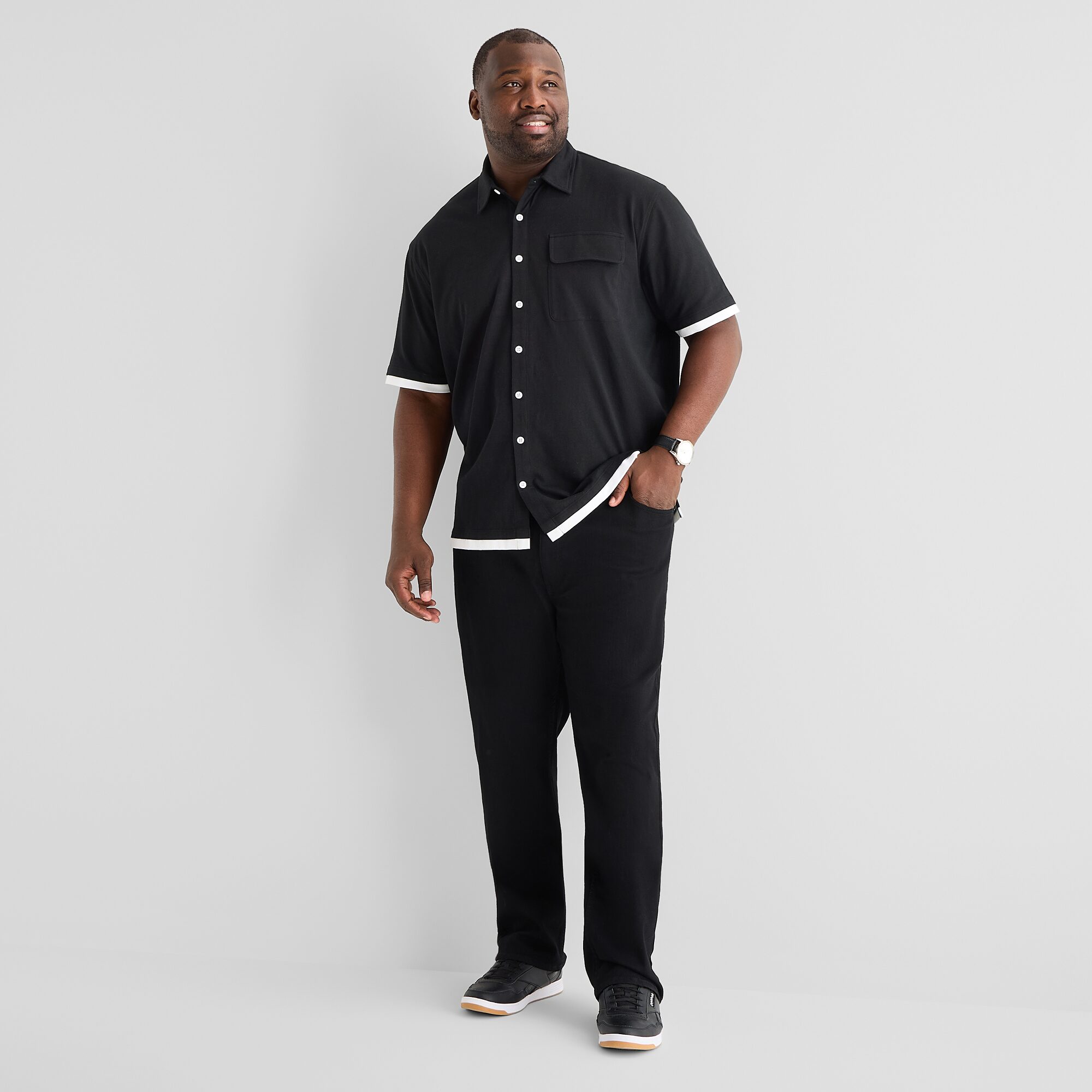 Shaquille O'Neal XLG™ Mens Short Sleeve Regular Fit Big and Tall Button-Down Shirt
