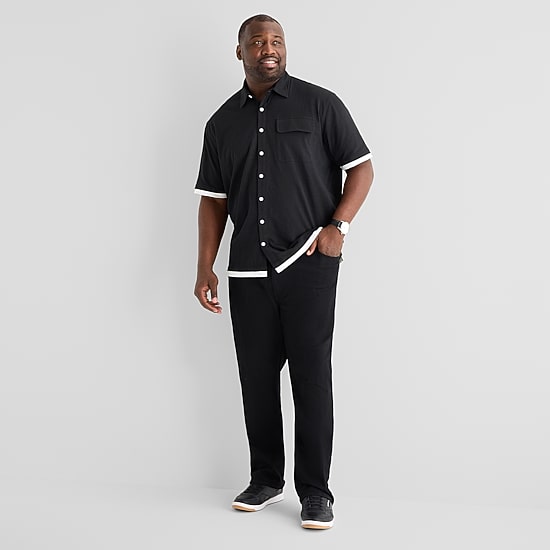 Shaquille O'Neal XLG™ Mens Short Sleeve Regular Fit Big and Tall Button-Down Shirt