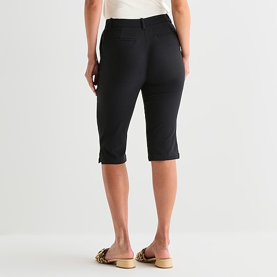 Worthington Womens Cinched High Rise Capri Pant