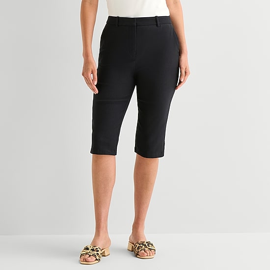 Worthington Womens Cinched High Rise Capri Pant