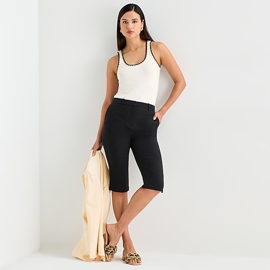 Worthington Womens Cinched High Rise Capri Pant