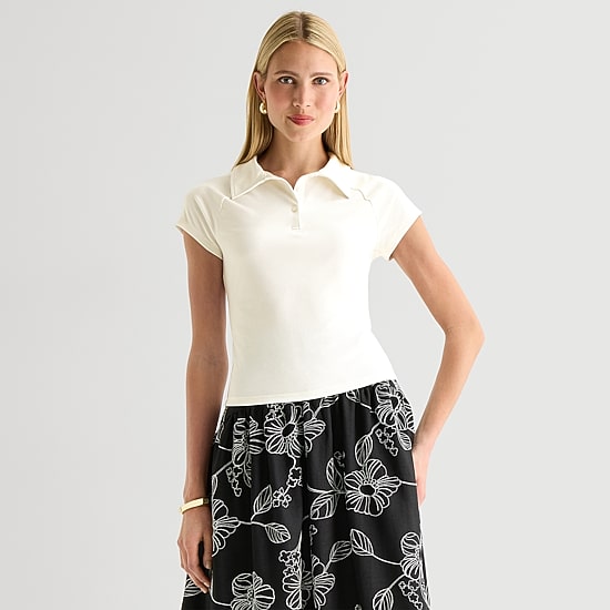 Worthington Womens Short Sleeve Polo Shirt