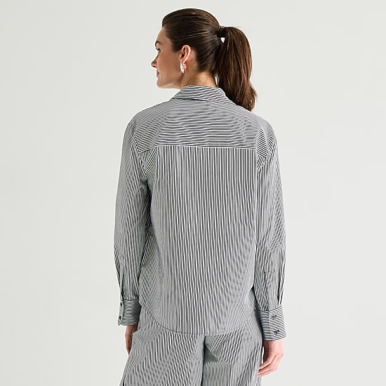 Worthington Womens Cuffed Long Sleeve Relaxed Fit Button-Down Shirt