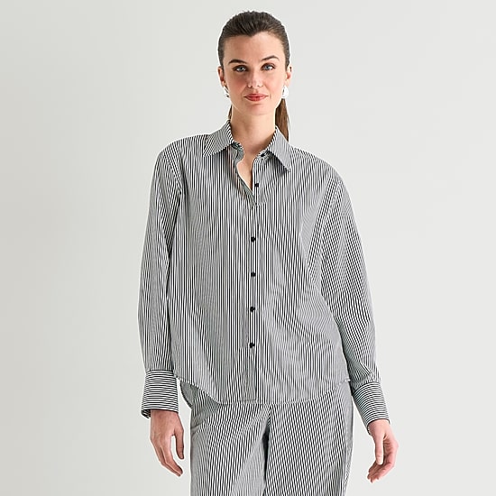 Worthington Womens Cuffed Long Sleeve Relaxed Fit Button-Down Shirt