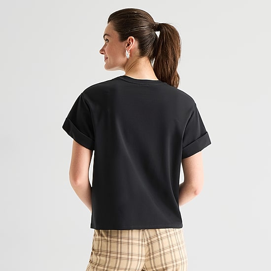 Worthington Womens Crew Neck Short Sleeve T-Shirt