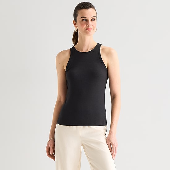Worthington Womens Crew Neck Sleeveless Tank Top
