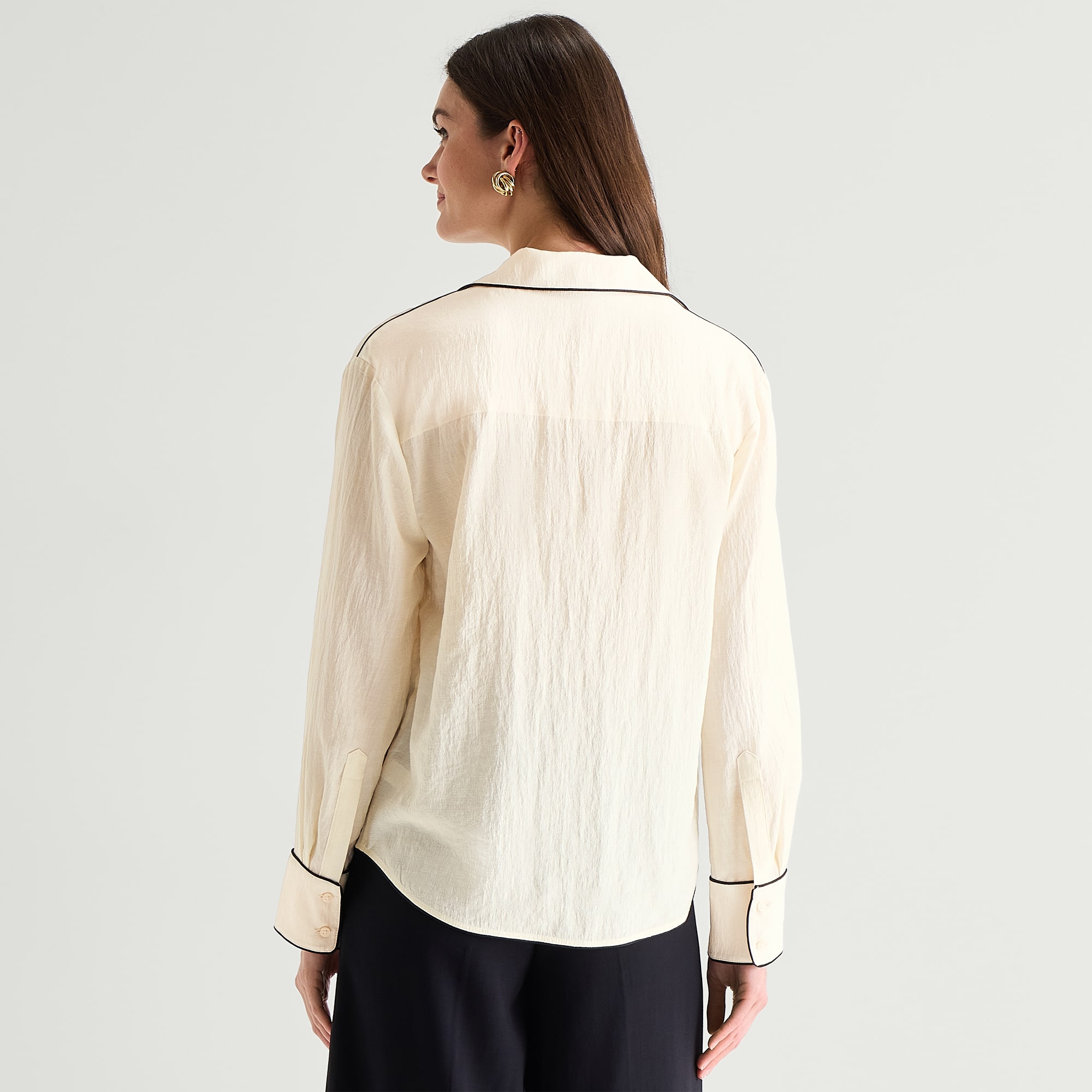 Worthington Womens Cuffed Long Sleeve Loose Fit Button-Down Shirt
