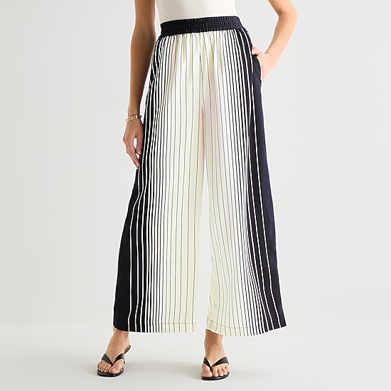 Worthington Womens Wide Leg Mid Rise Trouser