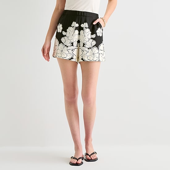 Worthington Womens Mid Rise Pull-On Short