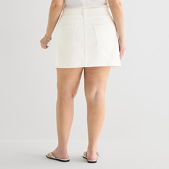 A.N.A Womens Plus Mid Rise Mini Denim Skirt