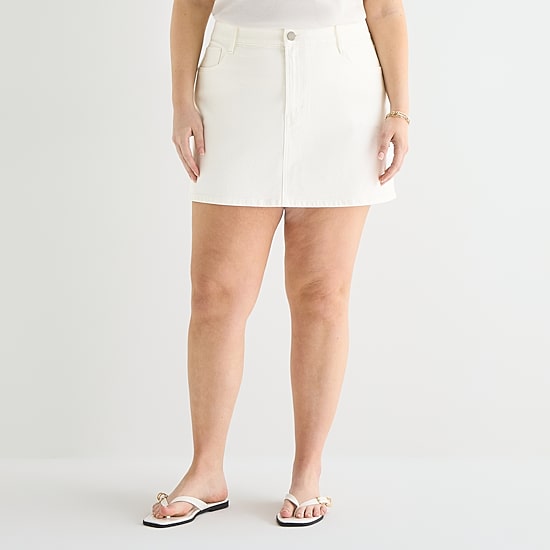 A.N.A Womens Plus Mid Rise Mini Denim Skirt