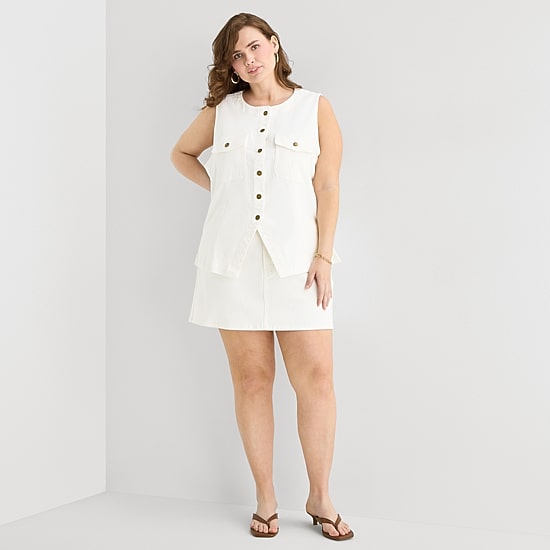 A.N.A Womens Plus Mid Rise Mini Denim Skirt