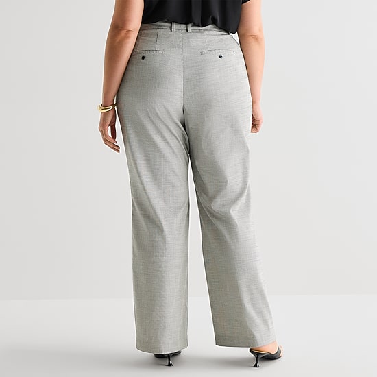 Worthington Womens Plus Straight Highest Rise Trouser