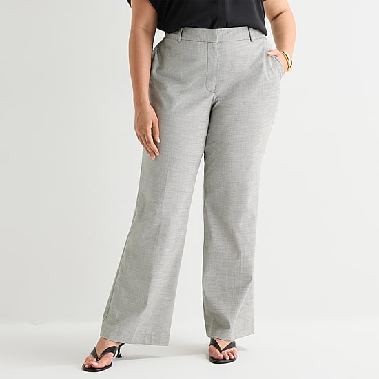 Worthington Womens Plus Straight Highest Rise Trouser
