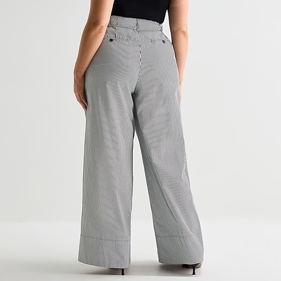 Worthington Womens Plus Wide Leg High Rise Pull-On Pant