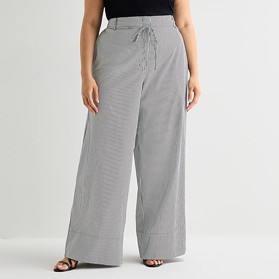 Worthington Womens Plus Wide Leg High Rise Pull-On Pant