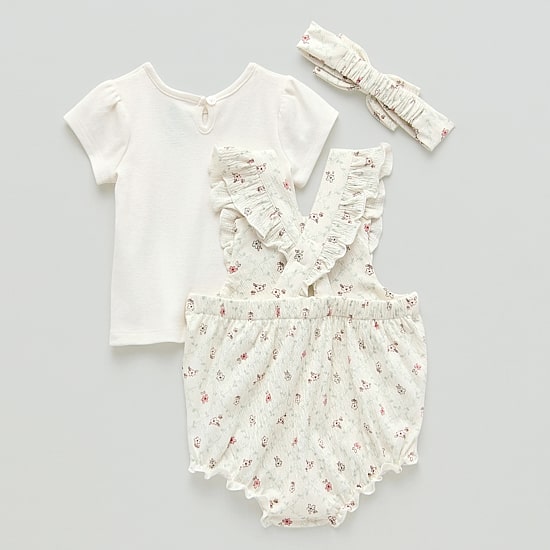 Baby Girls 3-pc. Winnie The Pooh Shortall Set