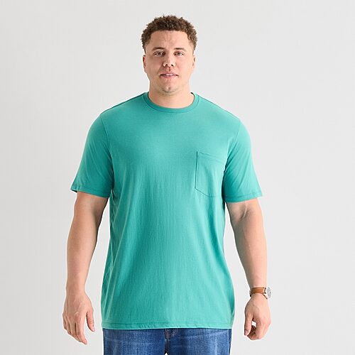 St. John's Bay Super Soft Pocket Mens Crew Neck Short Sleeve Quick Dry Big And Tall T-shirt In Green