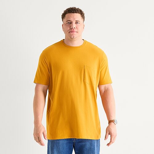 St. John's Bay Super Soft Pocket Mens Crew Neck Short Sleeve Quick Dry Big And Tall T-shirt In Yellow