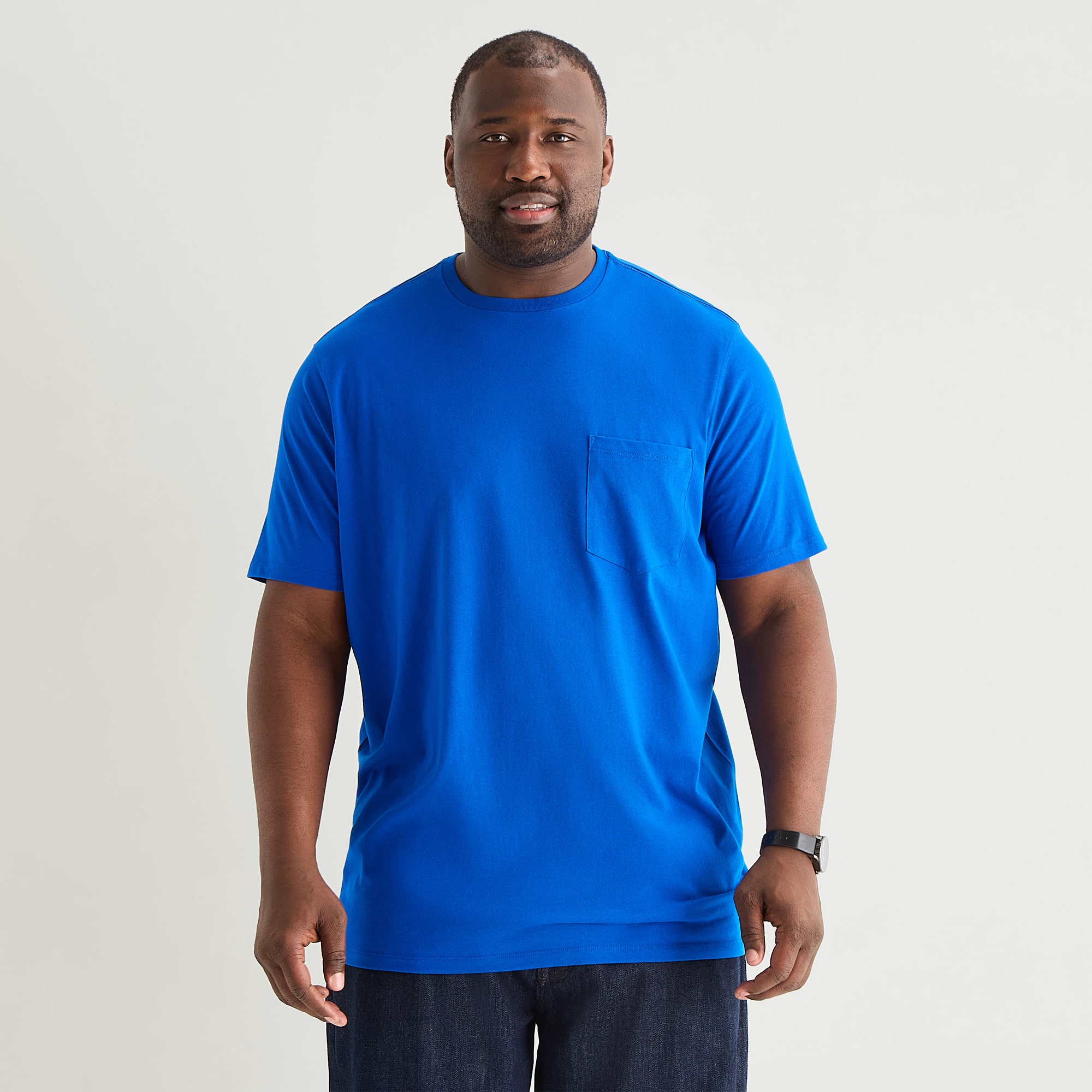 St. John's Bay Super Soft Pocket Mens Crew Neck Short Sleeve Quick Dry Stretch Fabric Big and Tall T-Shirt
