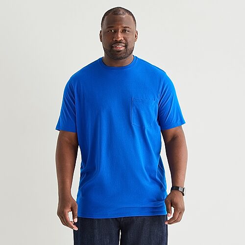 St. John's Bay Super Soft Pocket Mens Crew Neck Short Sleeve Quick Dry Stretch Fabric Big and Tall T-Shirt, 4x-large Tall, Blue