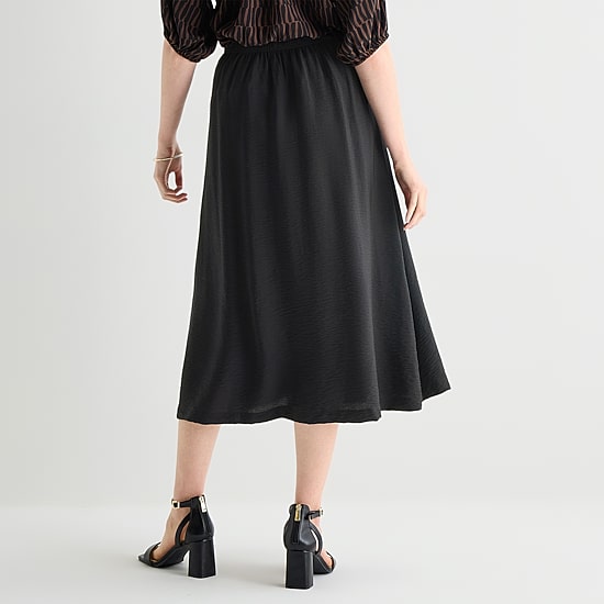 Liz Claiborne Womens High Rise Midi A-Line Skirt