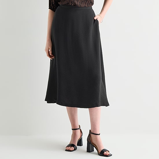 Liz Claiborne Womens High Rise Midi A-Line Skirt