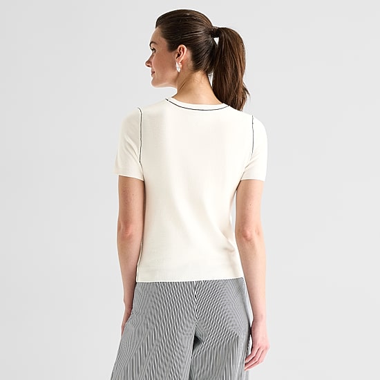 Worthington Womens Crew Neck Short Sleeve Pullover Sweater