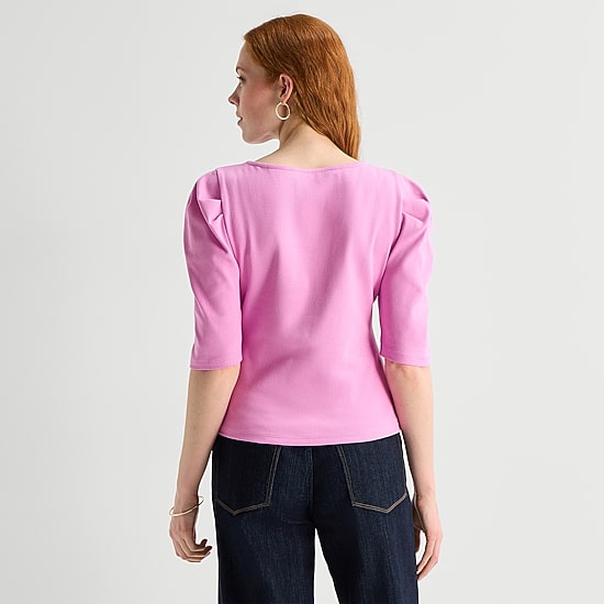 St. John's Bay Womens Crew Neck 3/4 Sleeve Blouse