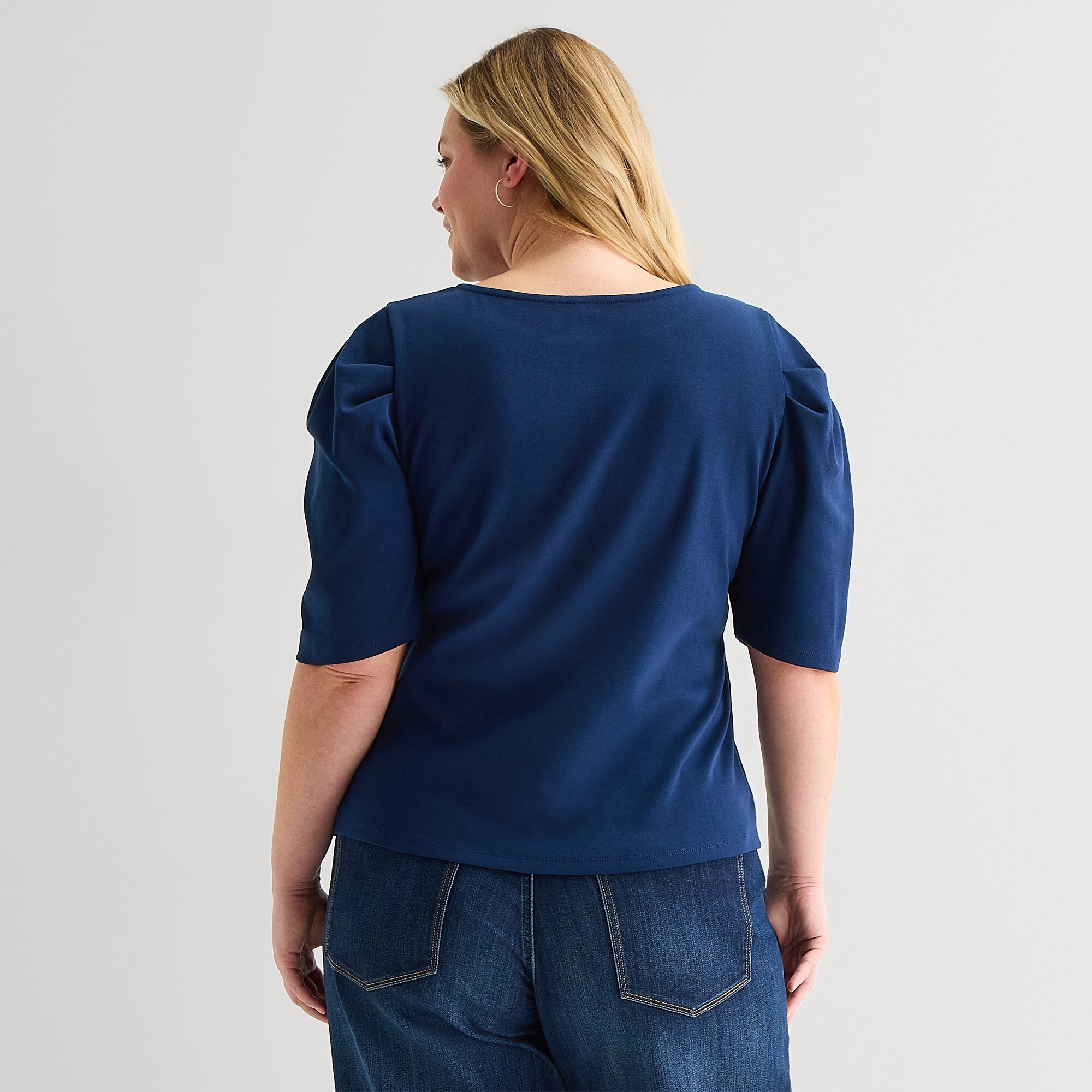 St. John's Bay Womens Plus Crew Neck 3/4 Sleeve Knit Blouse