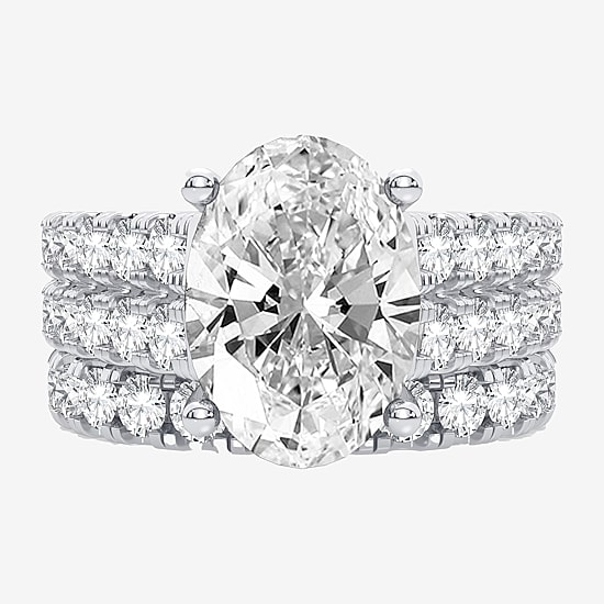 (H-I / SI1-SI2) Signature By Modern Bride Womens 5 CT. T.W. Lab Grown White Diamond in 14K Gold Oval Bridal Set