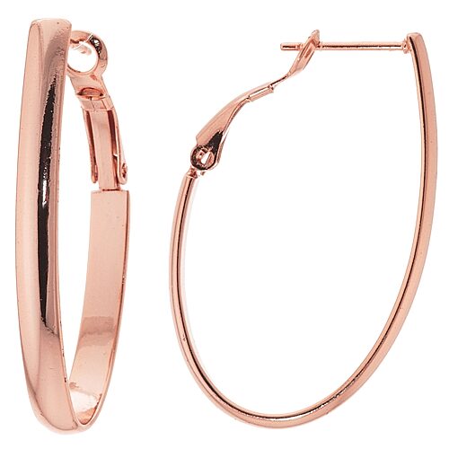 Silver Reflections 24K Rose Gold Over Brass Oval Hoop Earrings, One Size
