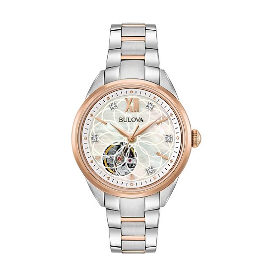 Bulova Sutton Womens Automatic Two Tone Bracelet Watch 98p170