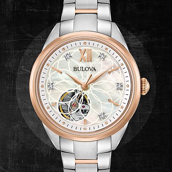 Bulova Sutton Womens Automatic Two Tone Bracelet Watch 98p170