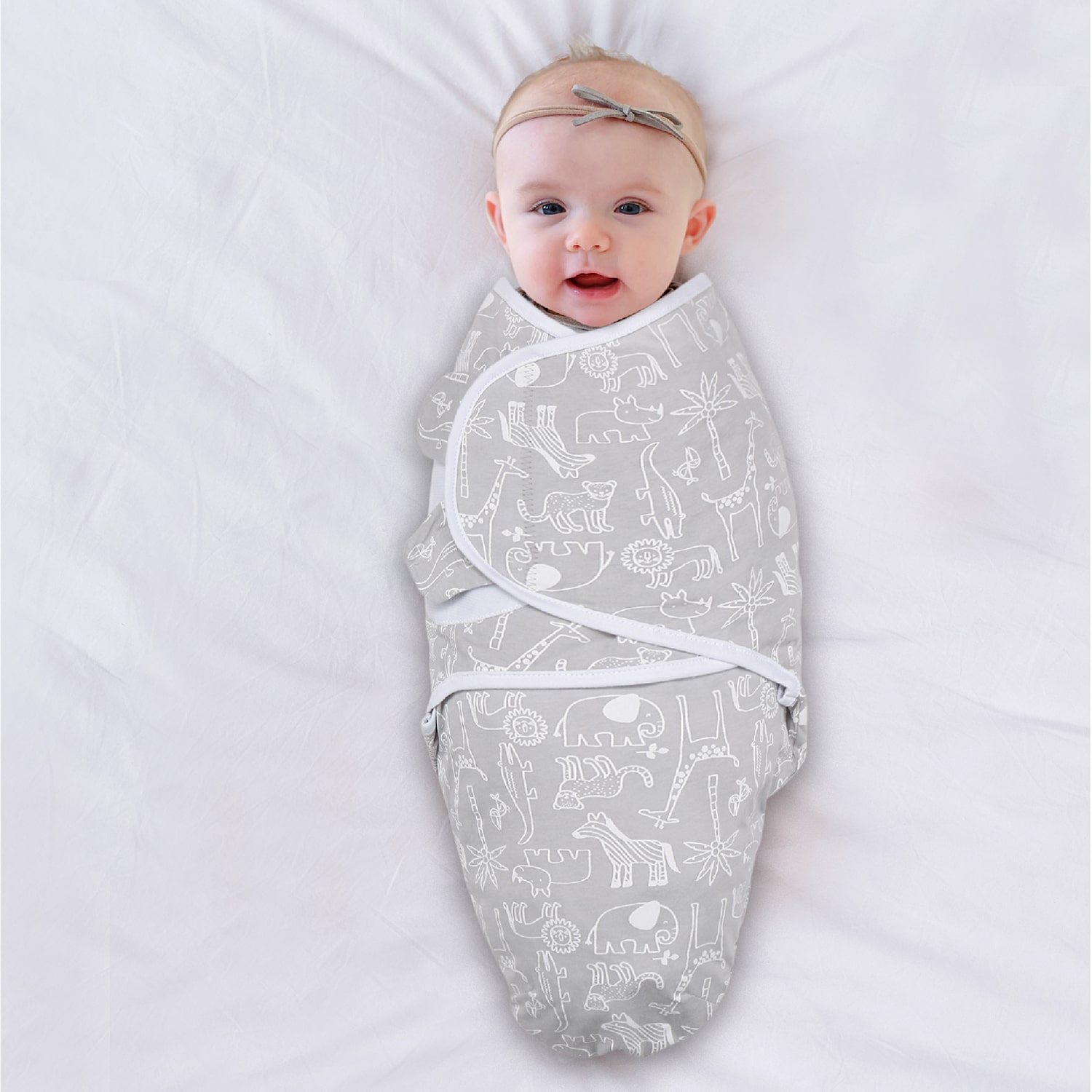 The Peanutshell Grey Safari 3-pc. Swaddle Blanket
