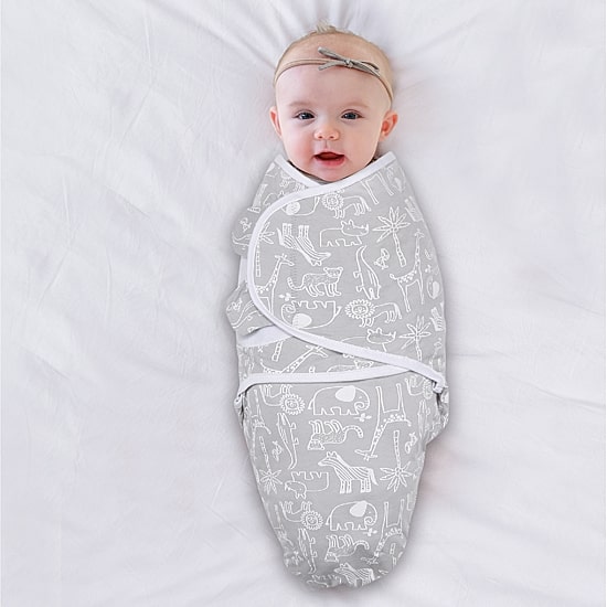 The Peanutshell Grey Safari 3-pc. Swaddle Blanket