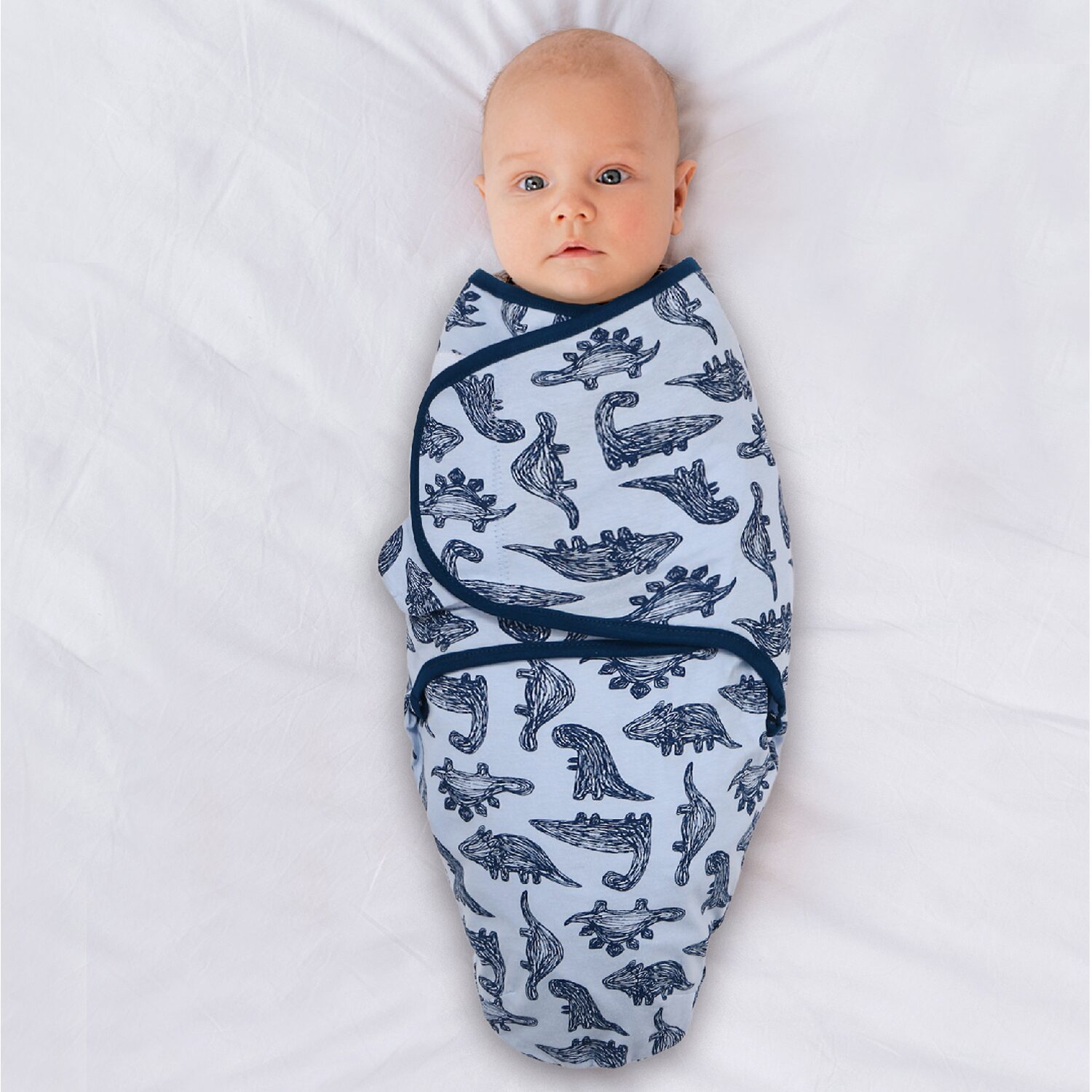 The Peanutshell Blue Dino 3-pc. Swaddle Blanket