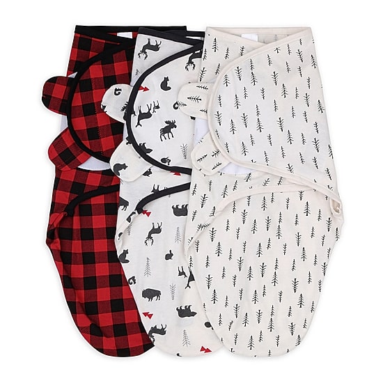 The Peanutshell Plaid Woodland 3-pc. Swaddle Blanket
