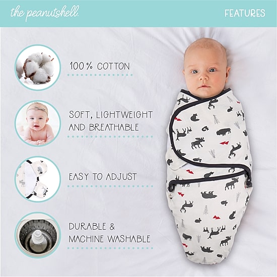 The Peanutshell Plaid Woodland 3-pc. Swaddle Blanket