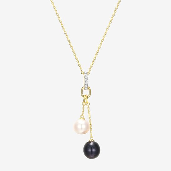 Womens White Cultured Freshwater Pearl 18K Gold Over Silver 18 Inch Pendant Necklace