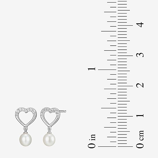 Womens White Cultured Freshwater Pearl Sterling Silver Heart 2-pc. Jewelry Set