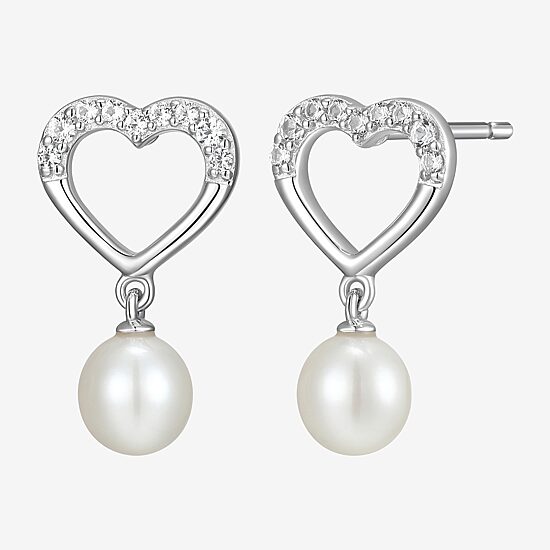 Womens White Cultured Freshwater Pearl Sterling Silver Heart 2-pc. Jewelry Set