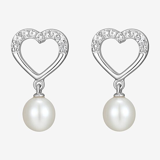 Womens White Cultured Freshwater Pearl Sterling Silver Heart 2-pc. Jewelry Set