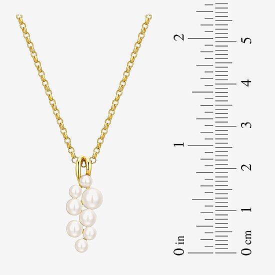 Womens White Cultured Freshwater Pearl 18K Gold Over Silver 18 Inch Pendant Necklace